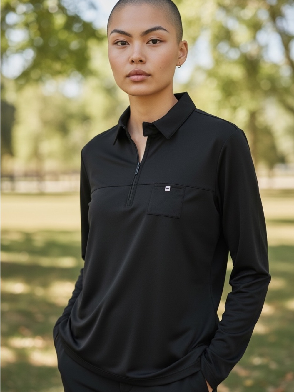 Jamie Sadock Black Long-Sleeve Golf Performance Zip L